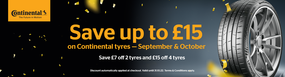 Claim up to £15 discount with Continental Tyres